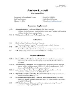 Andrew Luttrell Curriculum Vitae