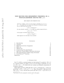 Arxiv:1705.01703V3 [Math.CO] 10 Aug 2017 K Particular a Santrlnme Edeﬁne We Number Natural a Is That 1 E Eto O H Smttcntto Sdi Hspaper