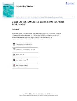 Doing STS in STEM Spaces: Experiments in Critical Participation