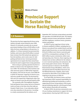 3.12 Provincial Support to Sustain the Horse-Racing Industry