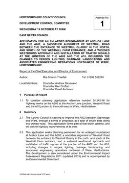 CM0966 A602 Anchor Lane DCC Report 2.3 the Application Site Is Split Across Four Locations Along the A602, Between the Village of Tonwell and the Town of Ware