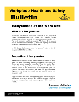 Isocyanates at the Work Site (Safety Bulletin CH005)