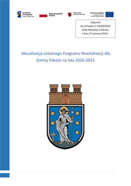 Aktualizacja Lokalnego Programu Rewitalizacji Dla Gminy Pakość Na Lata 2016-2023