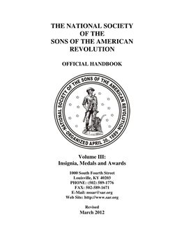 OFFICIAL HANDBOOK Volume III: Insignia, Medals and Awards