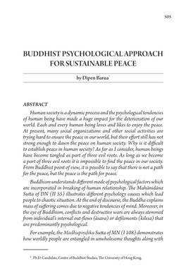 Buddhist Psychological Approach for Sustainable Peace