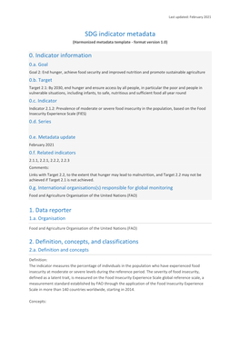 SDG-Indicator 2.1.2 Metadata