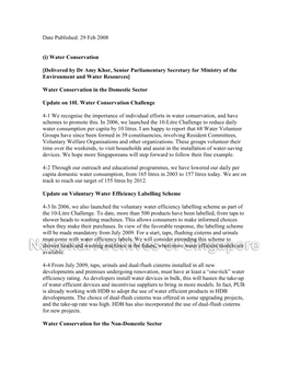 Date Published: 29 Feb 2008 (I) Water Conservation [Delivered by Dr Amy