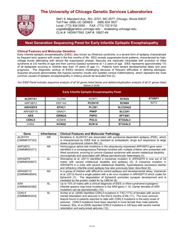 The University of Chicago Genetic Services Laboratories Labolaboratories 5841 S