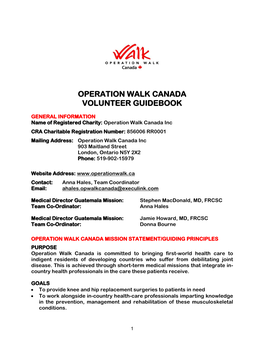 Operation Walk Canada Volunteer Guidebook