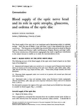 Blood Supply of the Optic Nerve Head and Its Role in Optic Atrophy, Glaucoma, and Oedema of the Optic Disc