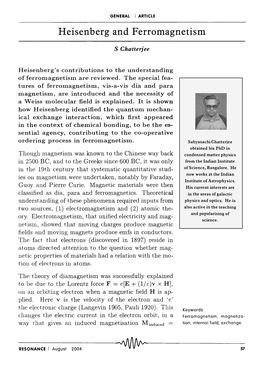 Heisenberg and Ferromagnetism