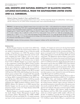 Age, Growth and Natural Mortality of Blackfin Snapper Lutjanus