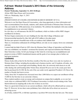 Full Text: Waded Cruzado's 2013 State of the University Address - the B
