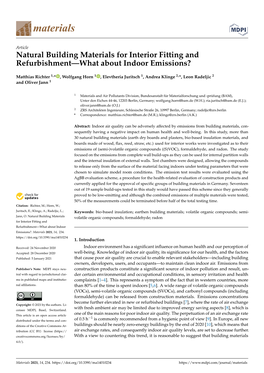 Natural Building Materials for Interior Fitting and Refurbishment—What About Indoor Emissions?