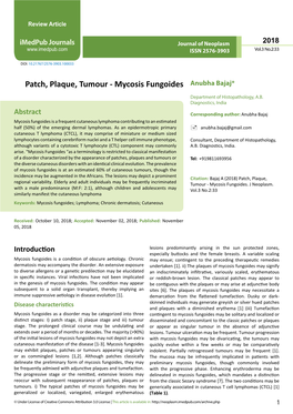 Patch, Plaque, Tumour - Mycosis Fungoides Anubha Bajaj*