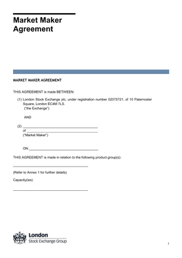 Market Maker Agreement