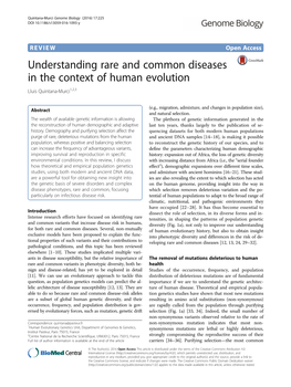 Understanding Rare and Common Diseases in the Context of Human Evolution Lluis Quintana-Murci1,2,3