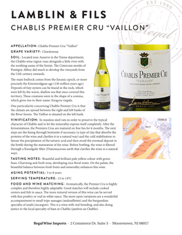 Lamblin Chablis Premier Cru Vaillons