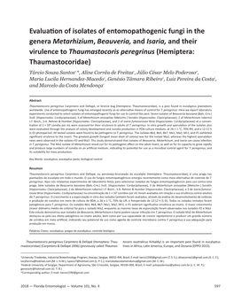 Evaluation of Isolates of Entomopathogenic Fungi in The