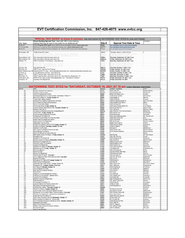 EVT Test Site List