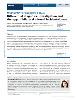 Differential Diagnosis, Investigation and Therapy of Bilateral Adrenal