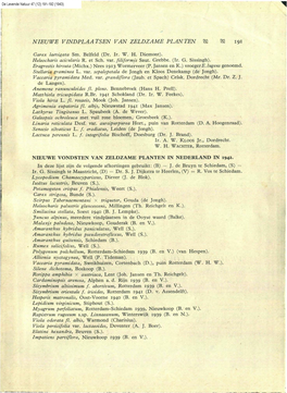 Kloos, A.W. & W.H. Wachter (1943) Nieuwe Vindplaatsen Van Zeldzame Planten in Nederland in 1941. DLN 47: 191-192