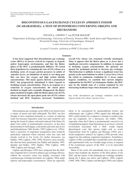 Discontinuous Gas Exchange in Aphodius Fossor 399