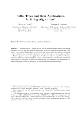 Suffix Trees and Their Applications in String Algorithms