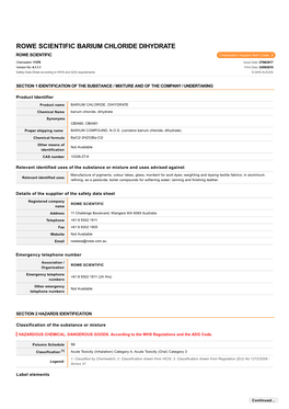 Rowe Scientific Barium Chloride Dihydrate