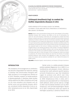 Schinopsis Brasiliensis Engl. to Combat the Biofilm-Dependents Diseases in Vitro