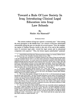 Introducing Clinical Legal Education Into Iraqi Law Schools