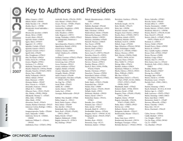 Key to Authors and Presiders