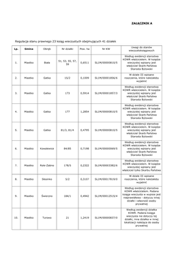 ZAŁĄCZNIK a Regulacja Stanu Prawnego 23 Ksiąg Wieczystych