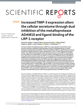 Increased TIMP-3 Expression Alters the Cellular Secretome Through Dual