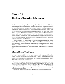 The Role of Imperfect Information