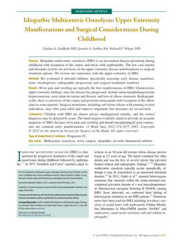 Idiopathic Multicentric Osteolysis: Upper Extremity Manifestations and Surgical Considerations During Childhood