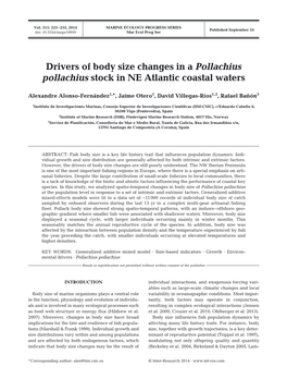 Drivers of Body Size Changes in a Pollachius Pollachius Stock in NE Atlantic Coastal Waters