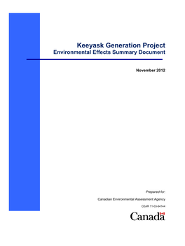 Keeyask Generation Project Environmental Effects Summary Document