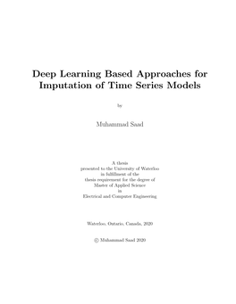 Deep Learning Based Approaches for Imputation of Time Series Models