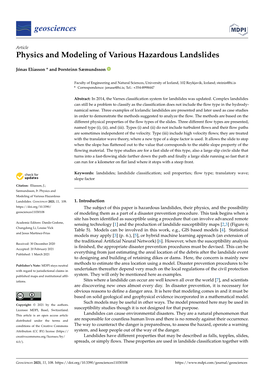 Physics and Modeling of Various Hazardous Landslides