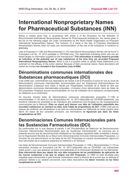 International Nonproprietary Names for Pharmaceutical Substances (INN)