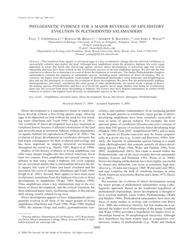 Phylogenetic Evidence for a Major Reversal of Life-History Evolution in Plethodontid Salamanders