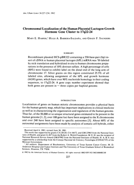 Hormone Gene Cluster to 17Q22-24