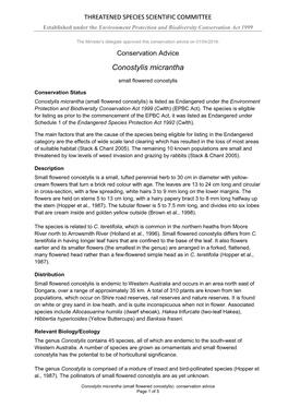 Conservation Advice Conostylis Micrantha Small Flowered Conostylis