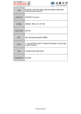 Title Buddhism in North-Western India and Eastern Afghanistan
