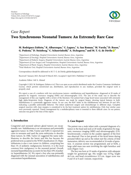 Two Synchronous Neonatal Tumors: an Extremely Rare Case