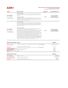 AIM Pricelist IPTV for Households Valid from 1St November 2016 All Prices Include VAT, Unless Stated Oth More Information About Provided Services On