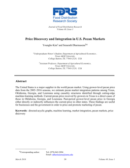 Price Discovery and Integration in U.S. Pecan Markets