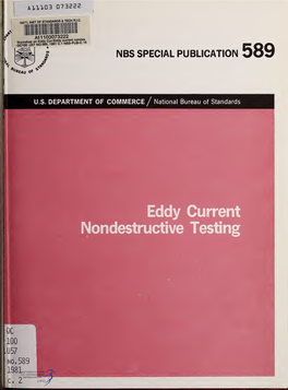 Eddy Current Nondestructive Testing NATIONAL BUREAU of STANDARDS