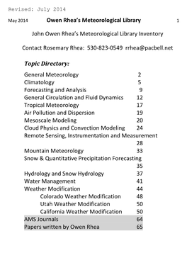 Owen-Rhea-Meteorological-Library